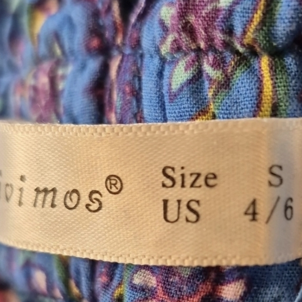 R. Vivimos Blue Floral Kimono Sleeve Bohemian Midi Dress, Small - Picture 11 of 11